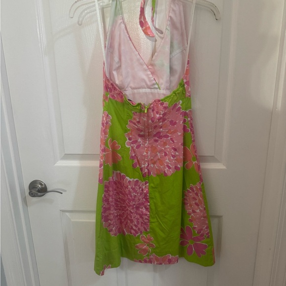 Vintage Lilly Pulitzer Green and Pink Floral Mini Dress Tropical Summer - Picture 2 of 7